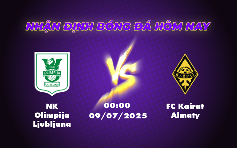 Nhận định và soi kèo NK Olimpija Ljubljana vs FC Kairat Almaty Cơ hội nào cho đội khách gây bất ngờ 1 nk olimpija ljubljana fc kairat almaty 09 07 c1